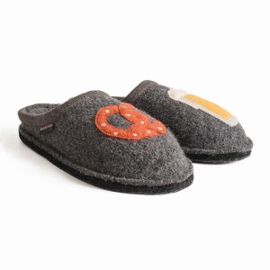 Kapcie Novelty Damskie Haflinger Oktoberfest Szare | NBH9697RU