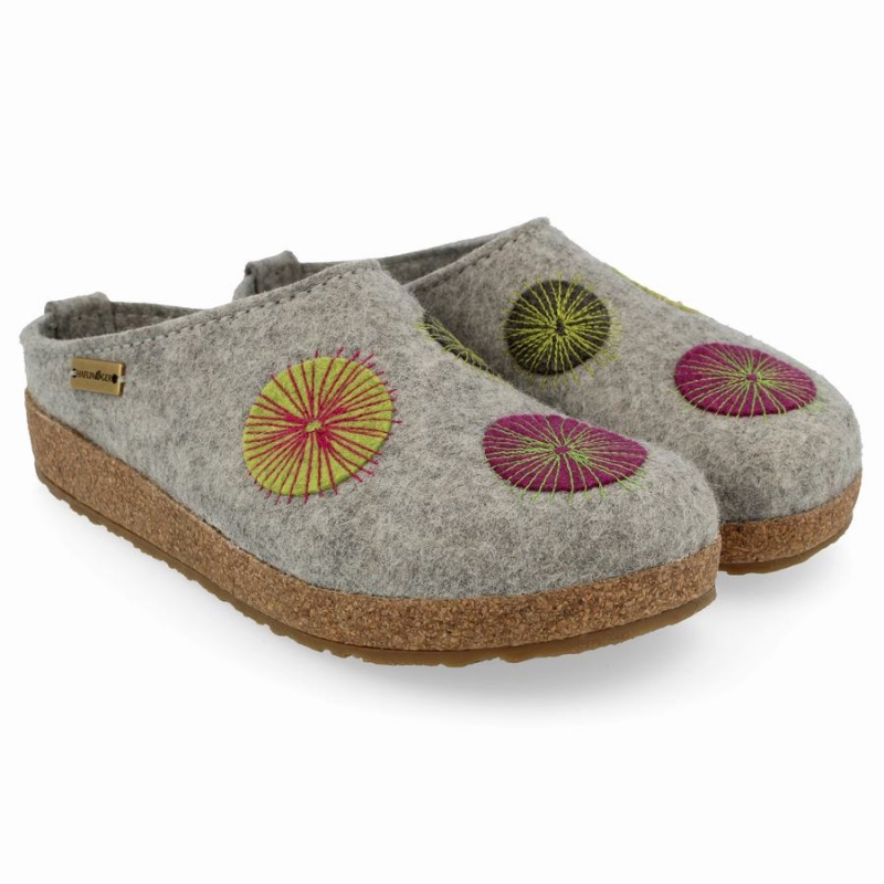 Chodaki Damskie Haflinger Radius Srebrne Szare | PZK7328XT