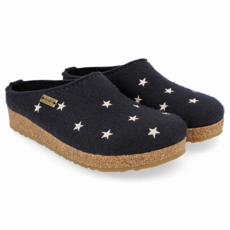 Chodaki Męskie Haflinger Stelline Granatowe | IRJ5980YY