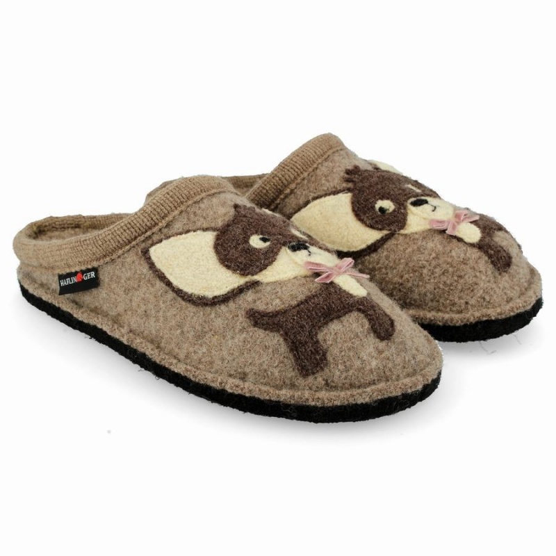 Kapcie Novelty Damskie Haflinger Chihuahua Brązowe | JNP3359CZ