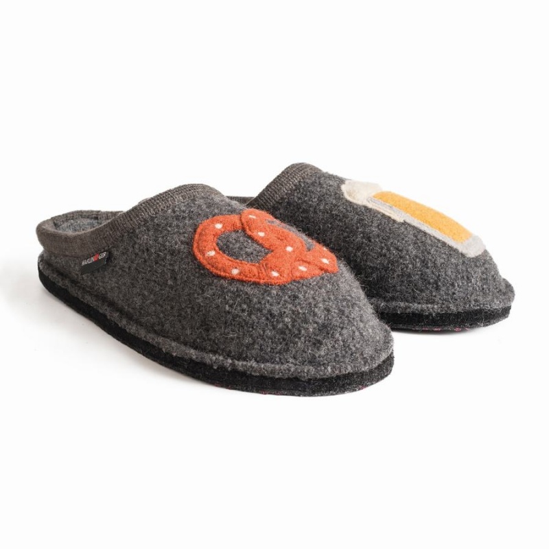 Kapcie Novelty Damskie Haflinger Oktoberfest Szare | NBH9697RU