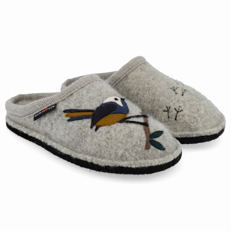 Kapcie Novelty Męskie Haflinger Songbird Srebrne Szare | DEJ2367HN
